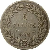 Louis Philippe I - 5 Silver Francs, Hollowed Edge - 1831 T Nantes