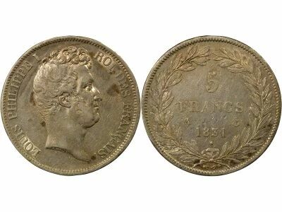 Louis-Philippe I - 5 Silver Francs, Incused Edge - 1831 A Paris