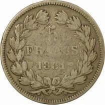 Louis-Philippe I - 5 Silver Francs, Raised Edge - 1831 D Lyon