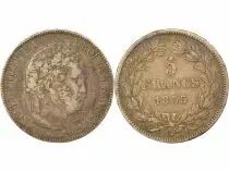 Louis Philippe I - 5 Silver Francs, Raised Edge - 1835 M Toulouse