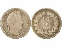 Louis Philippe I - 50 Silver Centimes- 1845 B Rouen