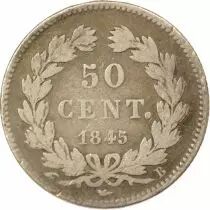 Louis Philippe I - 50 Silver Centimes- 1845 B Rouen