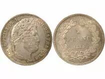 Louis Philippe I - Silver Franc, Laureate Head - 1844 K Bordeaux