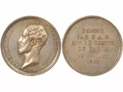 Louis Philippe I - Silver Token, Gift friom the Count of Paris - 1845