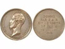 Louis Philippe I - Silver Token, Gift friom the Count of Paris - 1845