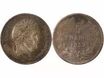 Louis Philippe Ier - 5 Silver Francs 1832 BB Strasbourg \ Type Domard, Tr Relief\ 