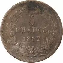 Louis Philippe Ier - 5 Silver Francs 1832 BB Strasbourg \ Type Domard, Tr Relief\ 
