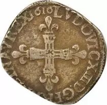 Louis XIII - 1/4 Silver Ecu - 1616 H La Rochelle