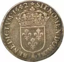 Louis XIII - 1/4 Silver Ecu, 2nd Bust of Warin - 1642 A Paris