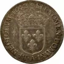 Louis XIII - 1/4 Silver Ecu, 2nd Bust of Warin - 1642 A Paris