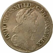 Louis XIII - 1/4 Silver Ecu, 2nd Buste of Warin - 1643 A Paris (Louvre)