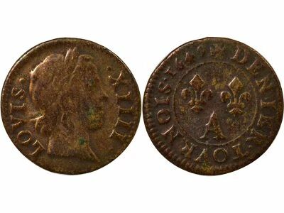 Louis XIII - Denier Tournois, Type of Warin - 1649 A Paris