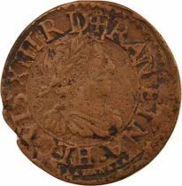 Louis XIII - Double Tournois, Type 15 - 1639 H La Rochelle