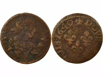Louis XIII - Double Tournois, Type 2 - 1640 B Rouen