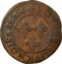 Louis XIII - Double Tournois, Type 3 - 1624 O Riom