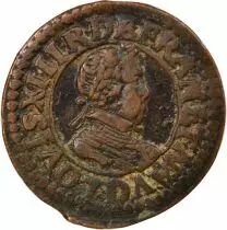 Louis XIII - Double Tournois, Type 4 - 1618 D Lyon