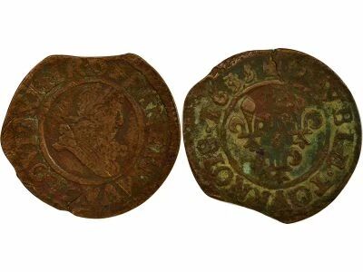 Louis XIII - Double Tournois, Type 8 - 1635 D Lyon