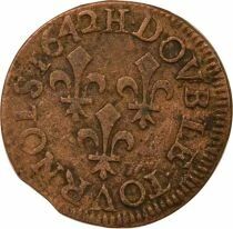 Louis XIII - Double Tournois, Type of Warin - 1642 H La Rochelle