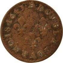 Louis XIII - Double Tournois, Type of Warin - 1643 A Corbeil
