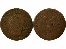 Louis XIII - Double Tournois, Type of Warin - 1643 K Bordeaux