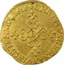 Louis XIII - Gold Ecu with Sun - 1636 B Rouen