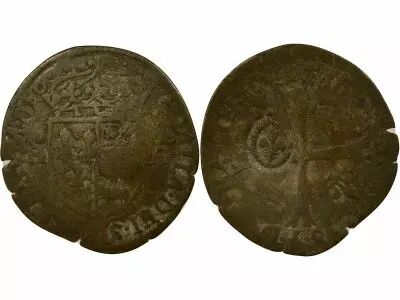 Louis XIII - Quinzain, countermarked Douzain of Henyi IV - 1640 (Bearn, 1590, Morlaas)