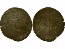 Louis XIII - Quinzain, countermarked Douzain of Henyi IV - 1640 (Bearn, 1590, Morlaas)
