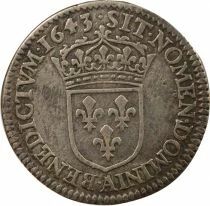 Louis XIV - 1/12 Silver Ecu, with short wick - 1643 A Paris Louvre
