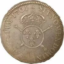 Louis XIV - 1/2 Silver Ecu, with insignia, Reformed - 1701 I Limoges