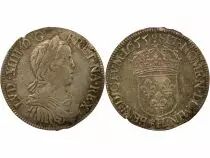 Louis XIV - 1/2 Silver Ecu, with Long Wick - 1655 H La Rochelle