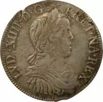 Louis XIV - 1/2 Silver Ecu, with Long Wick - 1655 H La Rochelle