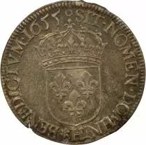 Louis XIV - 1/2 Silver Ecu, with Long Wick - 1655 H La Rochelle