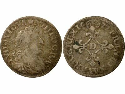Louis XIV - 4 Silver Sols of the Contractors - 1677 D Vimy