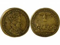 Louis XIV - Brass Token, Coronation at Reims - 1610 Nuremberg