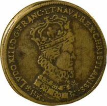 Louis XIV - Brass Token, Coronation at Reims - 1610 Nuremberg