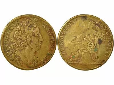 Louis XIV - Brass Token, Peace of Ratisbonne, 1684 / 1690 Nuremberg