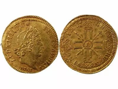 Louis XIV - Reformed 1/2 Gold Louis with Eight L- 1701 A Paris