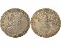 Louis XIV - Silver Ecu with long Wick - 1652 B Rouen