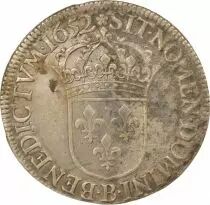Louis XIV - Silver Ecu with long Wick - 1652 B Rouen