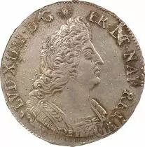 Louis XIV - Silver Ecu with Palms - 1694 H La Rochelle, reformed