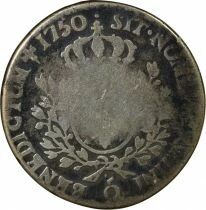 Louis XV - 1/2 Silver Ecu, with Headband - 1750 O Riom