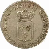Louis XV - 1/6 Silver Ecu, Shield of France - 1721 R Orl&eacute;ans, Reformed