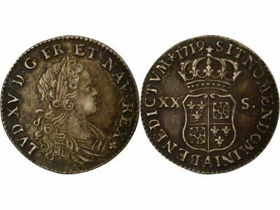 Louis XV - 20 Sols of France-Navarre - 1719 A Paris