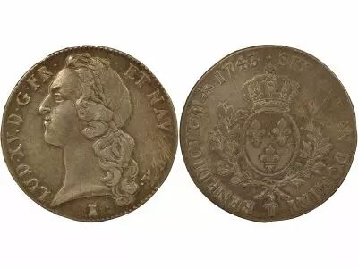 Louis XV - Silver Ecu, with Headband - 1743 T Nantes