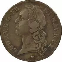 Louis XV - Silver Ecu, with Headband - 1744 E Tours