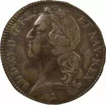 Louis XV - Silver Ecu, with Headband - 1747 N Montpellier