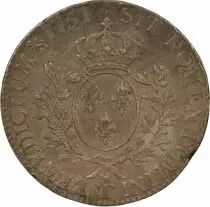 Louis XV - Silver Ecu, with Headband - 1751 T Nantes