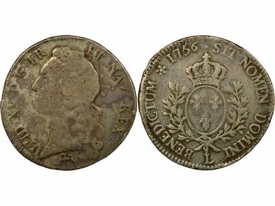 Louis XV - Silver Ecu, with Headband - 1756 L Bayonne