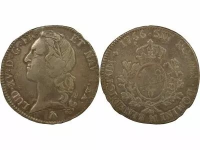Louis XV - Silver Ecu, with Headband - 1766 M Toulouse