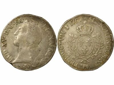 Louis XV - Silver Ecu, with Headband - 1767 Pau